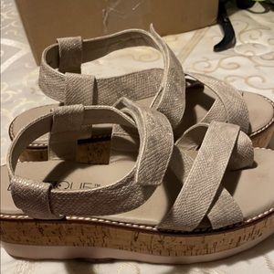 Gold snake print wedges